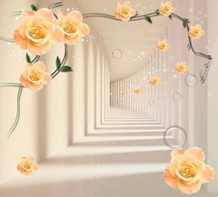 3D Фотообои Туннель с оранжевыми розами Артикул 28817_2