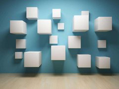 3D Фотообои Белые кубы на стене Артикул 15764