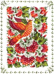 Фотообои Птица выполнена в стиле петриковской росписи Артикул 17023