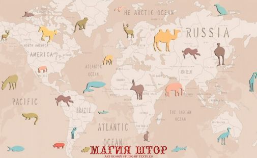 Фотообои Детская карта мира Артикул dec-1087