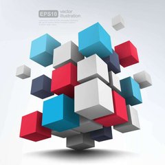 3D Фотообои Разноцветные кубы Артикул 20856