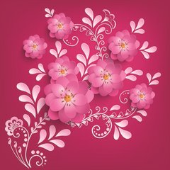 3D Фотообои Розовые цветы Артикул 23407