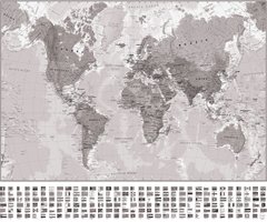 Фотообои Чёрно-белая карта мира Артикул 57127
