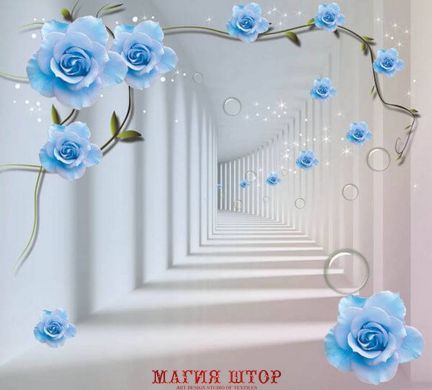 3D Фотообои Туннель с голубыми розами Артикул 28817_1