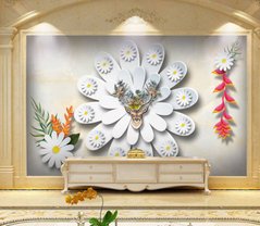 3D Фотообои Ромашки на белом цветке Артикул dec_8170