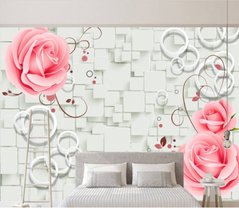 3D Фотообои Розы и белая стена Артикул dec_8689