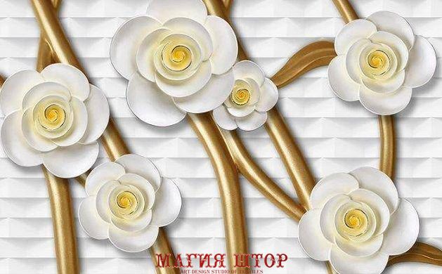 3D Фотообои Барельеф: белые цветы Артикул dec_3019