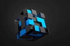 3D Фотообои Черно-синий куб Артикул 20873
