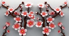 3D Фотообои 3d цветы на сером фоне Артикул 29477