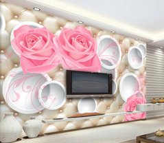 3D Фотообои Пышные розы и белые кольца Артикул dec_8688