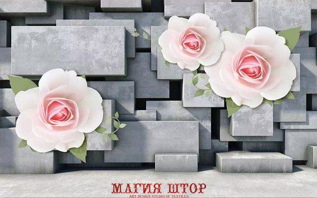 Фотообои Бетонные плиты с цветами Артикул dec-658