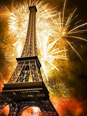 Фотообои Фейерверк на фоне Эйфелевой башни в Париже Артикул 2099