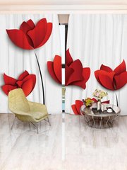 3D Фотообои Красные цветы Артикул 24163