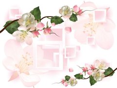 3D Фотообои Розовое цветение Артикул 30853
