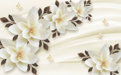 3D Фотообои Бежевые цветы Артикул 36133