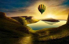 Фотообои Воздушный шар над озером Артикул nfi_02070