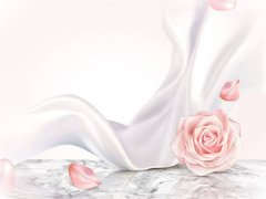 3D Фотообои Лепестки розы и роза Артикул 39581