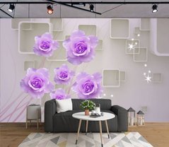 3D Фотообои Фиолетовые цветы Артикул dec_6407