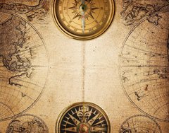 Фотообои Старый компас на винтажной карте Артикул 0303