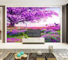 Фотообои Фиолетовое дерево и лаванда Артикул dec_5247
