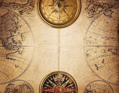 Фотообои Старый компас на винтажной карте Артикул 0303