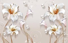 3D Фотообои Белоснежные лилии Артикул 41563
