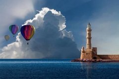 Фотообои Воздушные шары и маяк Артикул nfi_02300