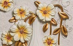 3D Фотообои Барельеф: цветы с драгоценными камнями Артикул dec_3053