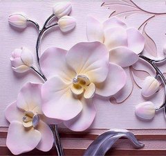 3D Фотообои Барельеф: орхидея с металлическими лепестками Артикул dec_3078