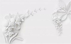 Фотообои Белая стена с цветами Артикул dec-669