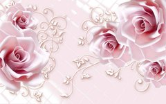 3D Фотообои Пять роз и нежный узор Артикул 37543
