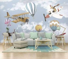 Фотообои Самолеты и воздушные шары в облаках Артикул dec-1371