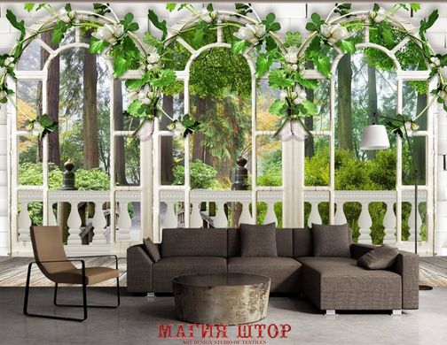 3D Фотообои Балкон с видом на лес Артикул dec_8578