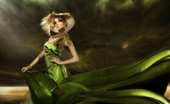 Фотообои Девушка в зеленом платье Артикул 5193
