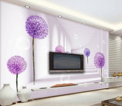 3D Фотообои Фиолетовые одуванчики в коридоре Артикул dec_7961