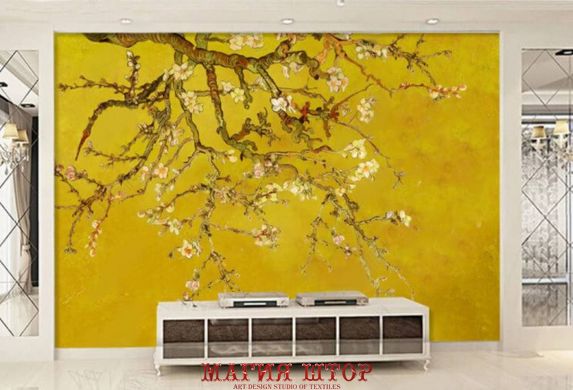 Фотообои Цветущее дерево на желтом фоне Артикул dec_22689