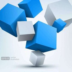 3D Фотообои Синие и белые кубы Артикул 20851