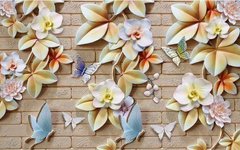 3D Фотообои Барельеф: лианы и бабочки Артикул dec_3084
