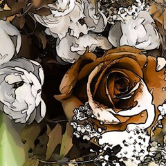 Фотообои Красные и белые розы в стиле винтаж Артикул 2055