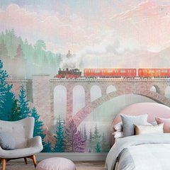 Фотообои Поезд на мосту Артикул aff_100088