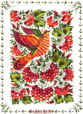 Фотообои Птица выполнена в стиле петриковской росписи Артикул 17023