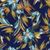 Портьера с цветочным принтом на качественной основе., Темно-синий, 290 см, Блэкаут