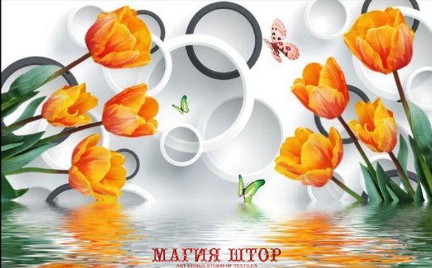 3D Фотообои Тюльпаны над водой Артикул dec-003