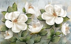 3D Фотообои Белые цветы Артикул 61427