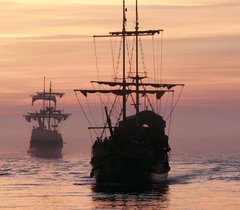 Фотообои Корабли на фоне заката Артикул 1256