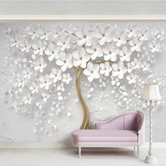 3D Фотообои Дерево с мелкими цветами Артикул 38481