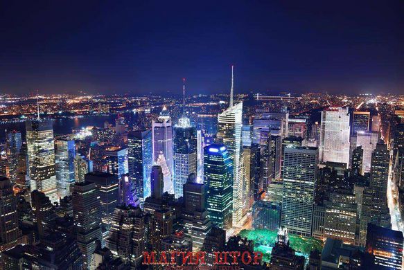 Фотообои Ночные огни небоскребов большого города Артикул 3109