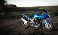 Фотообои Синий мотоцикл у поля Артикул nfi_02590