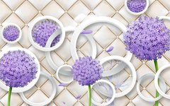 3D Фотообои Цветы в кругах Артикул 61795
