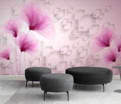 3D Фотообои Нежные розовые цветы Артикул dec_17085